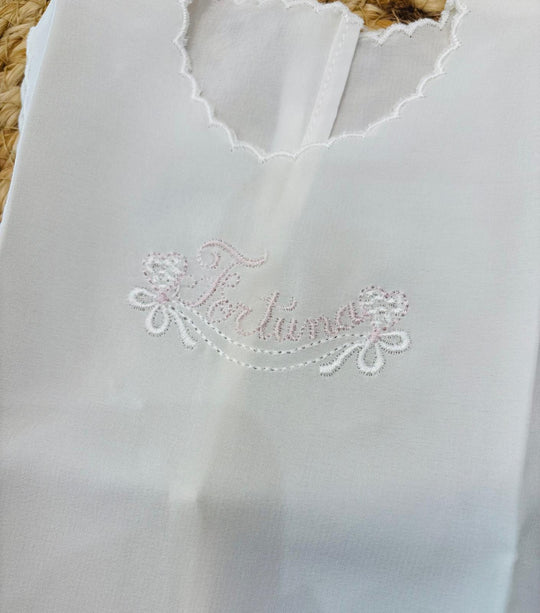 Camicia della Fortuna in Pura Seta ricamo rosa