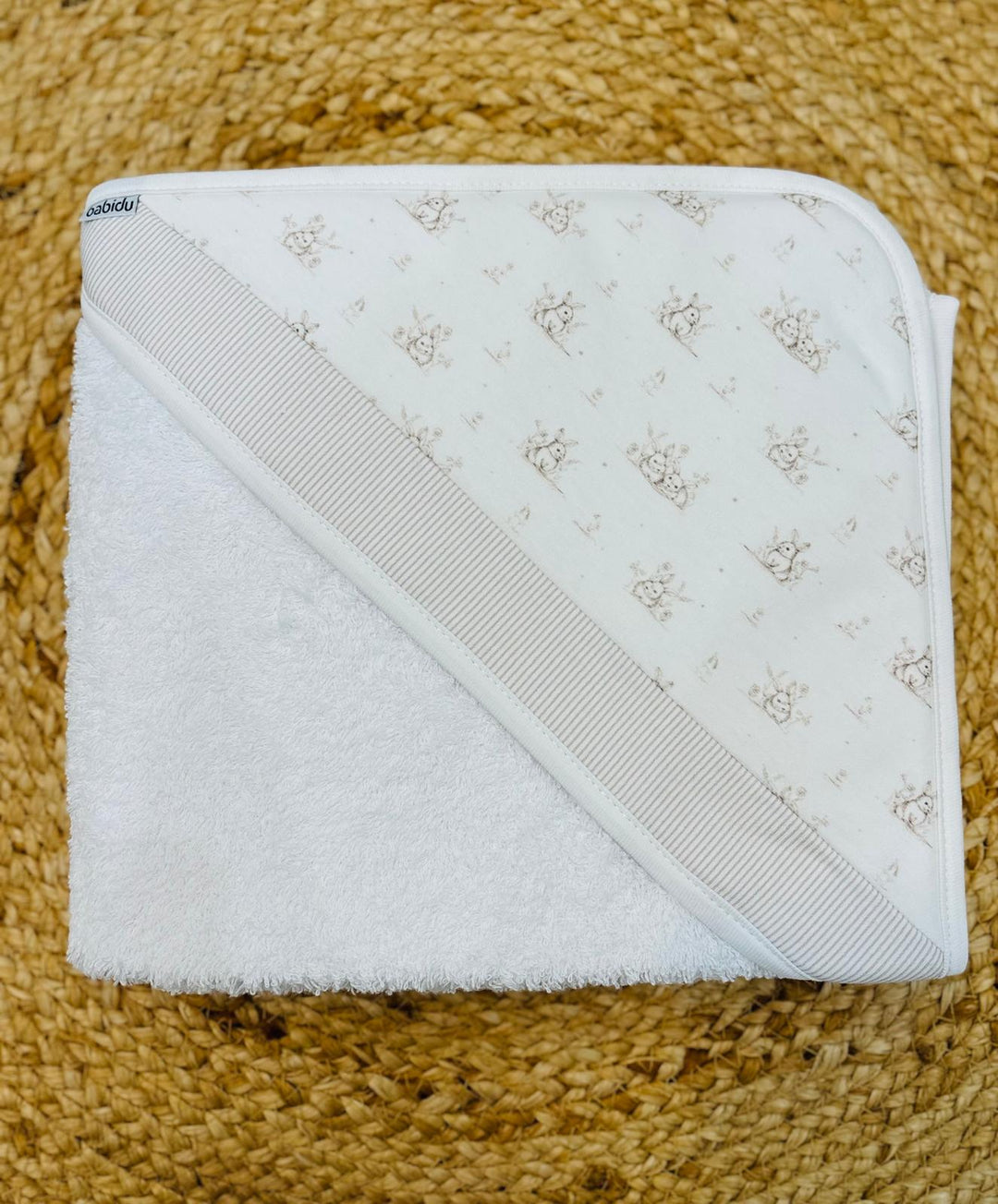 Asciugamano con triangolo conigliette beige