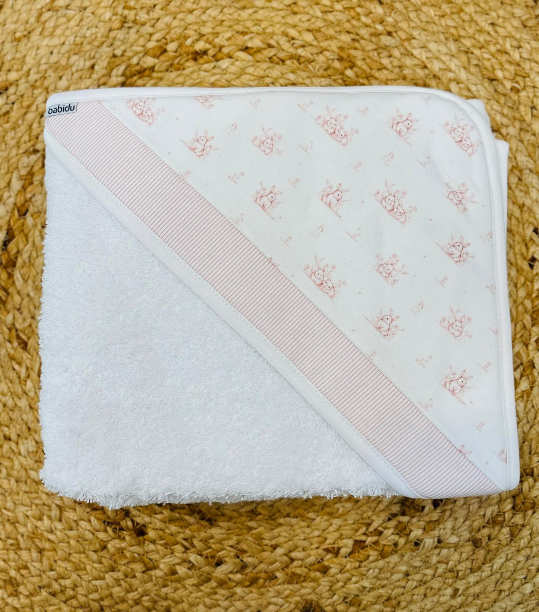 Asciugamano con triangolo coniglietti rosa