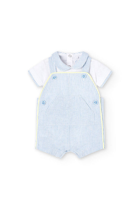 Completo salopette strisce e polo