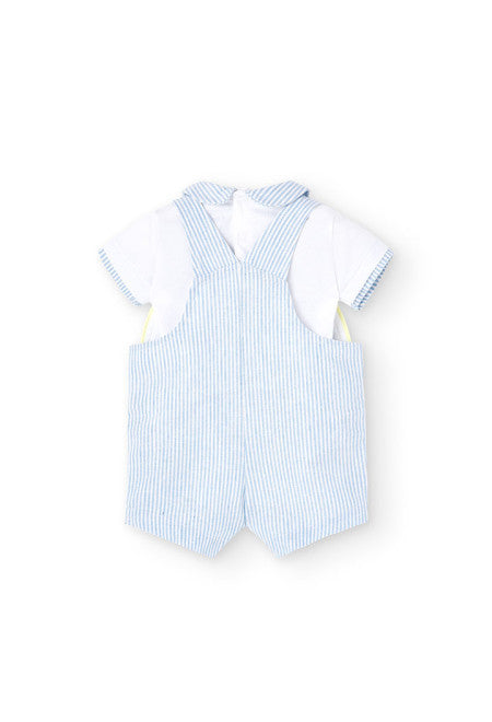 Completo salopette strisce e polo