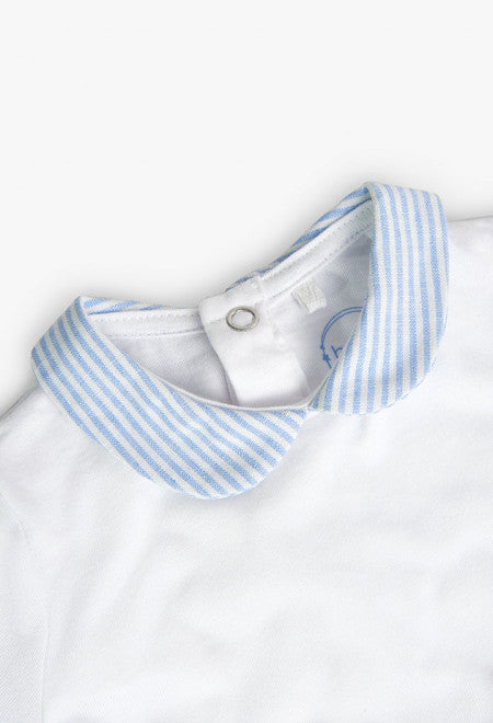 Completo salopette strisce e polo