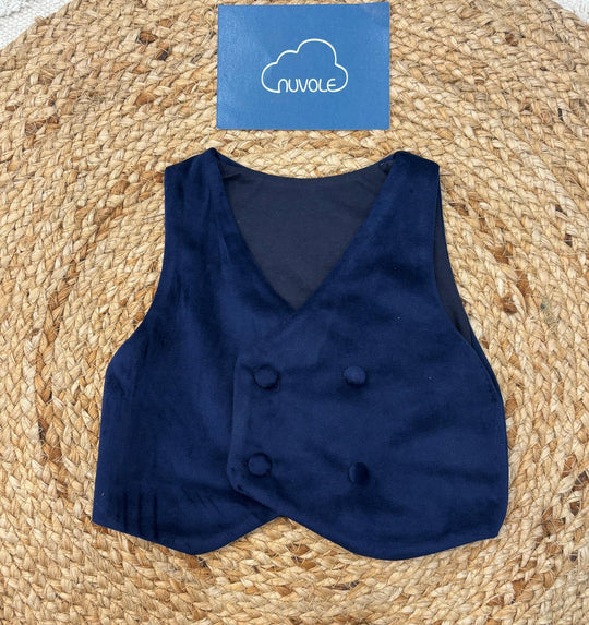 Gilet doppio petto in velluto blu