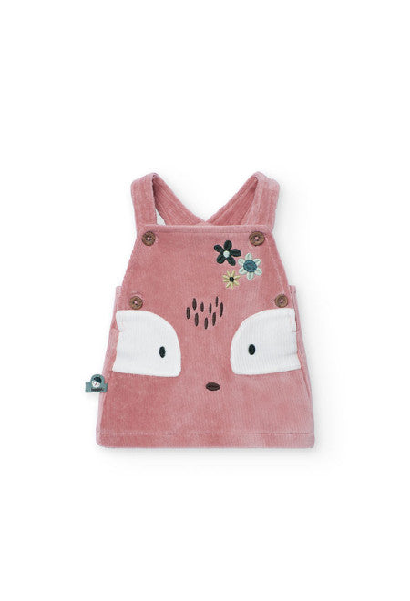 Completo salopette velluto rosa
