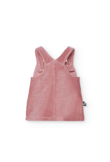 Completo salopette velluto rosa