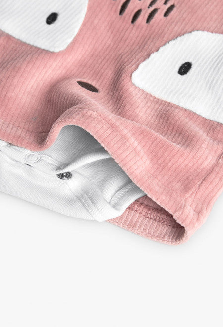 Completo salopette velluto rosa